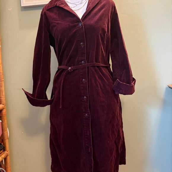 VTG L. L. BEAN Corduroy Dress Wine Red Sophisticated Cosmopolitan Elegant 6P - Picture 1 of 8